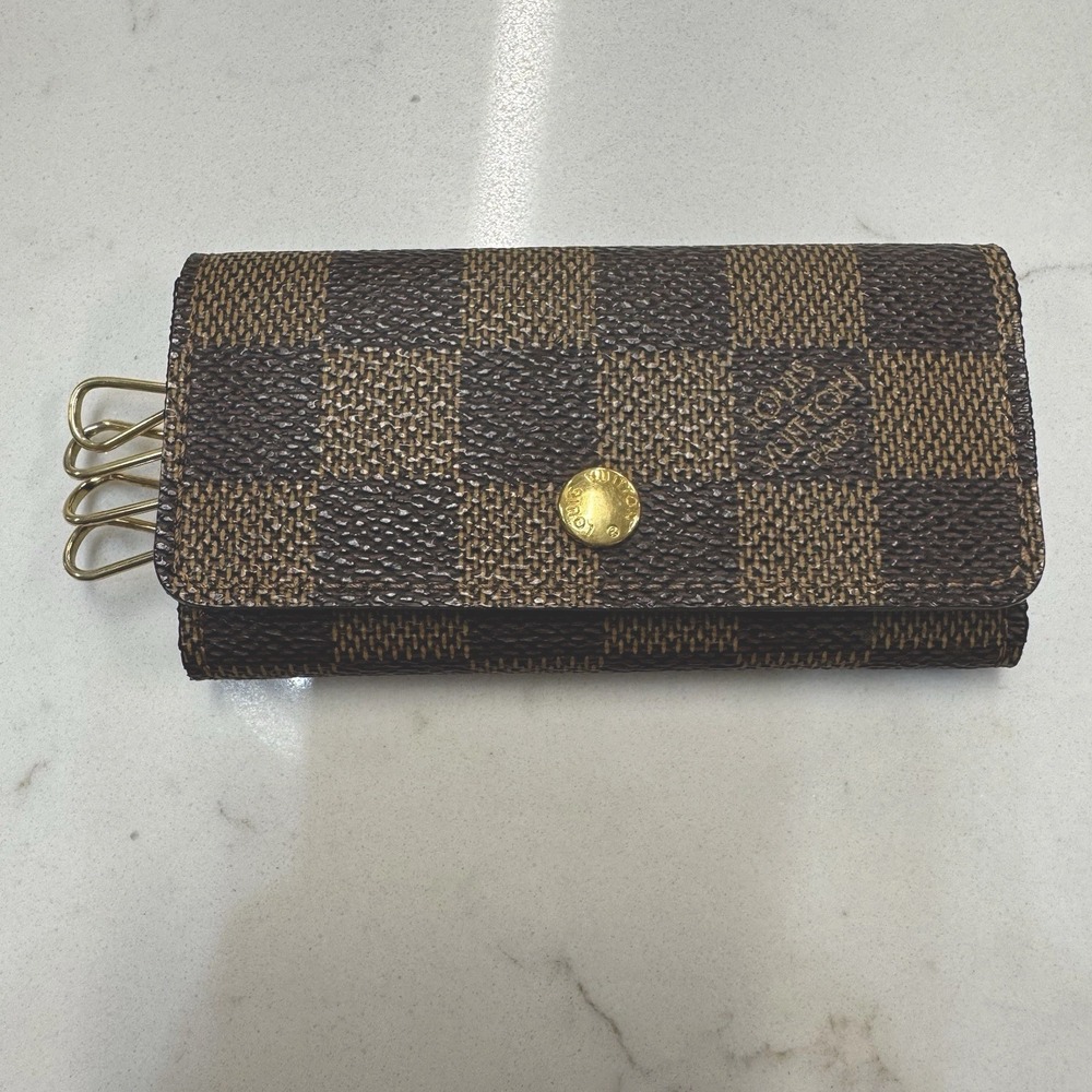 Louis Vuitton Damier Ebene 4 Ring Key Holder Multicles Key Case France
